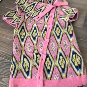 Moth short sleeve pink argyle sweater